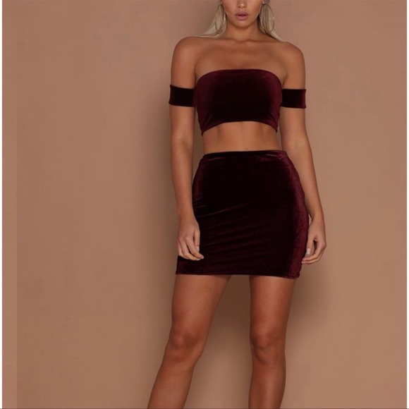 Meshki Dresses & Skirts - Meshki Red Velvet Two Piece set
